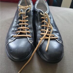 Santoni Black and Tan Leather Sneakers Classic Design